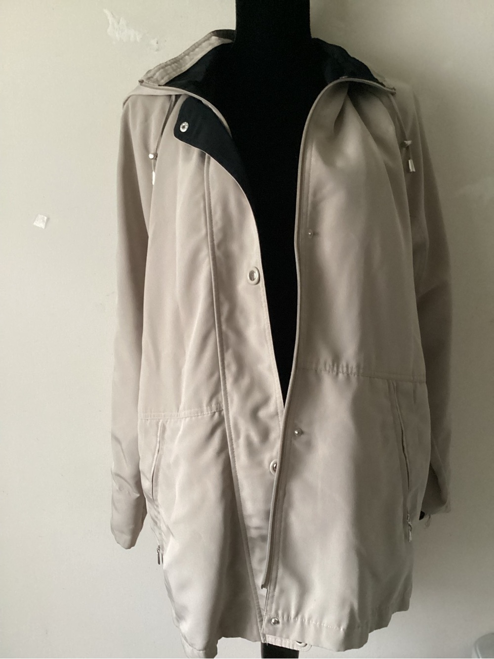 Women's Light Beige Hooded Trench Coat